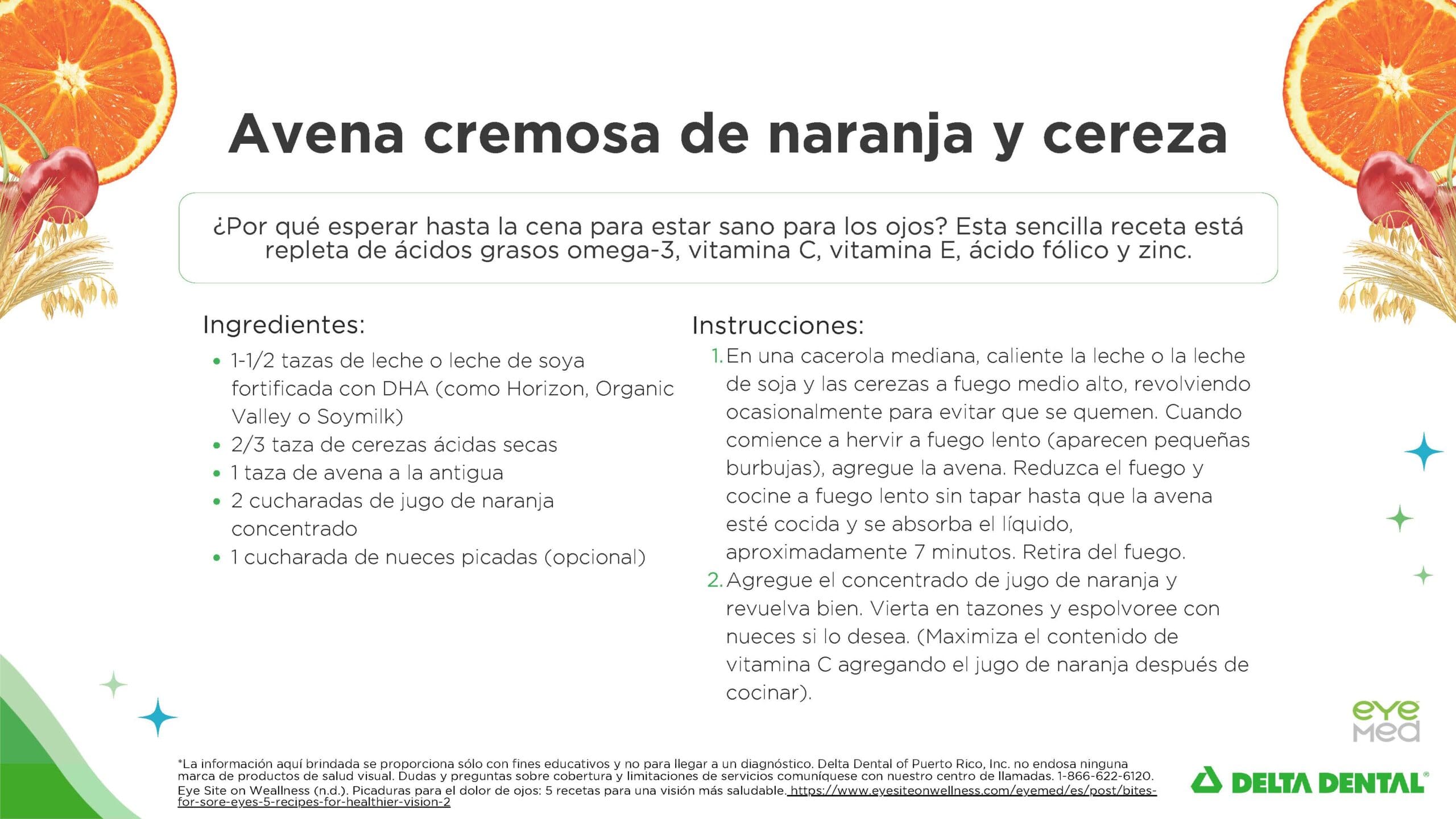 Avena cremosa de naranja y cereza