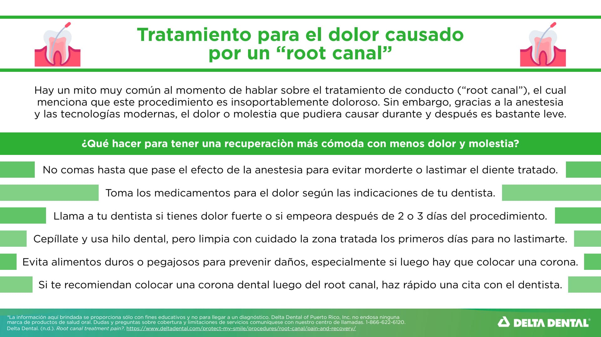 Tratamiento para el dolor causado por un root canal